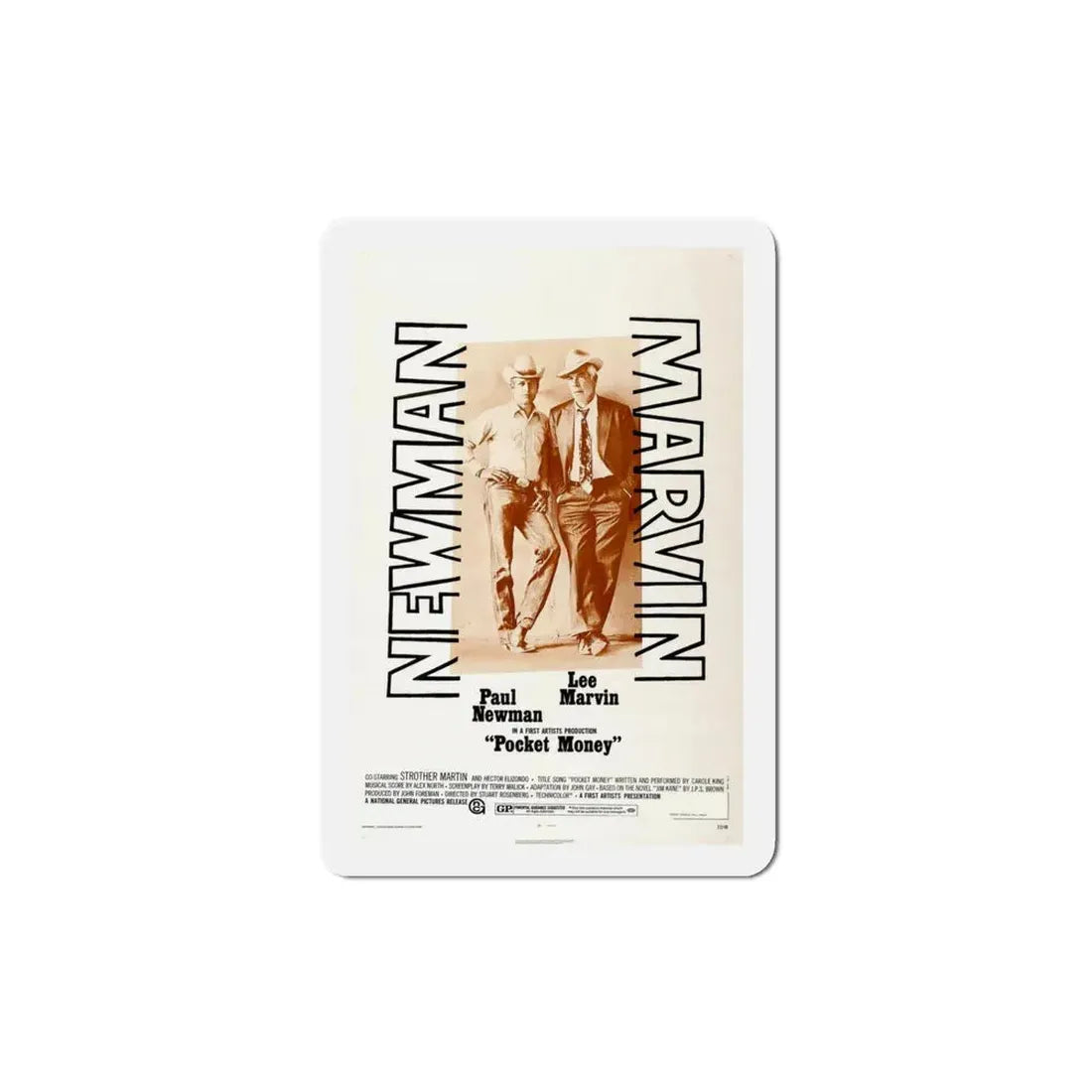 Pocket Money 1972 Movie Poster Refrigerator Magnet 4 Inch - The Sticker Space