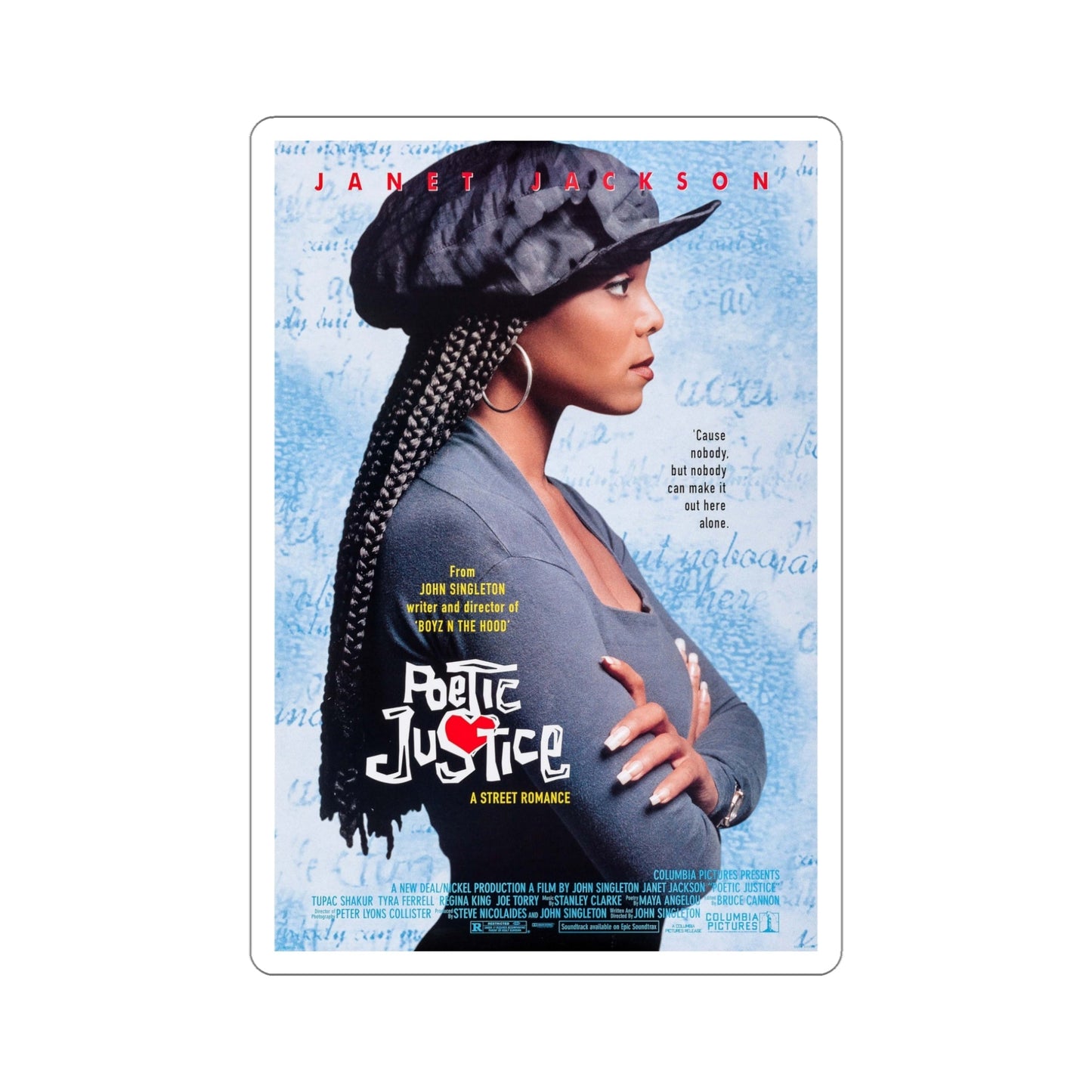 Poetic Justice 1993 Movie Poster STICKER Vinyl Die-Cut Decal-5 Inch-The Sticker Space