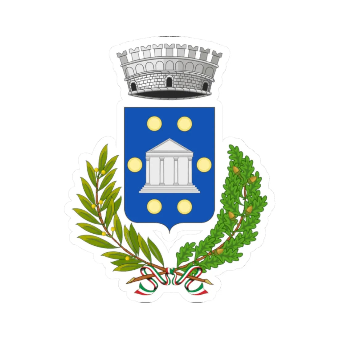 Poggio a Caiano-Stemma2 (Italy) (Coat of Arms) STICKER Vinyl Kiss-Cut Decal 2 Inch White - The Sticker Space