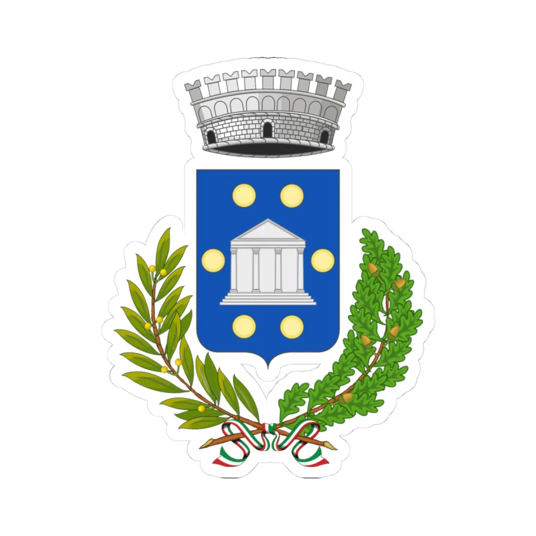 Poggio a Caiano-Stemma2 (Italy) (Coat of Arms) STICKER Vinyl Kiss-Cut Decal 3 Inch White - The Sticker Space