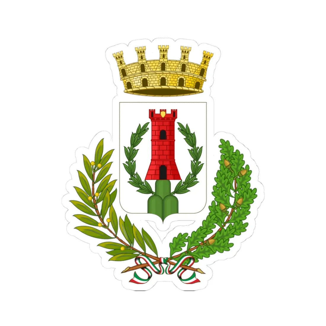 Poggio Mirteto-Stemma (Italy) (Coat of Arms) STICKER Vinyl Kiss-Cut Decal 3 Inch White - The Sticker Space