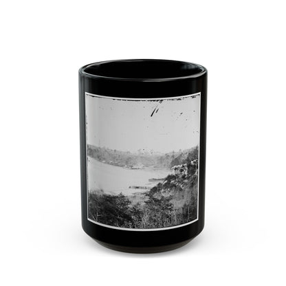 Point Of Rocks, Virginia (Vicinity). View Along River. Butler's Signal Tower In Distance (U.S. Civil War) Black Coffee Mug-15oz-The Sticker Space