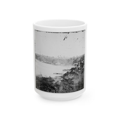 Point Of Rocks, Virginia (Vicinity). View Along River. Butler's Signal Tower In Distance (U.S. Civil War) White Coffee Mug-15oz-The Sticker Space