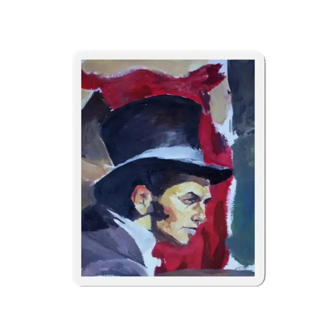 Poker Game, Study of the painting (Magazine Illustration) Refrigerator Magnet 3 Inch Die-Cut - The Sticker Space