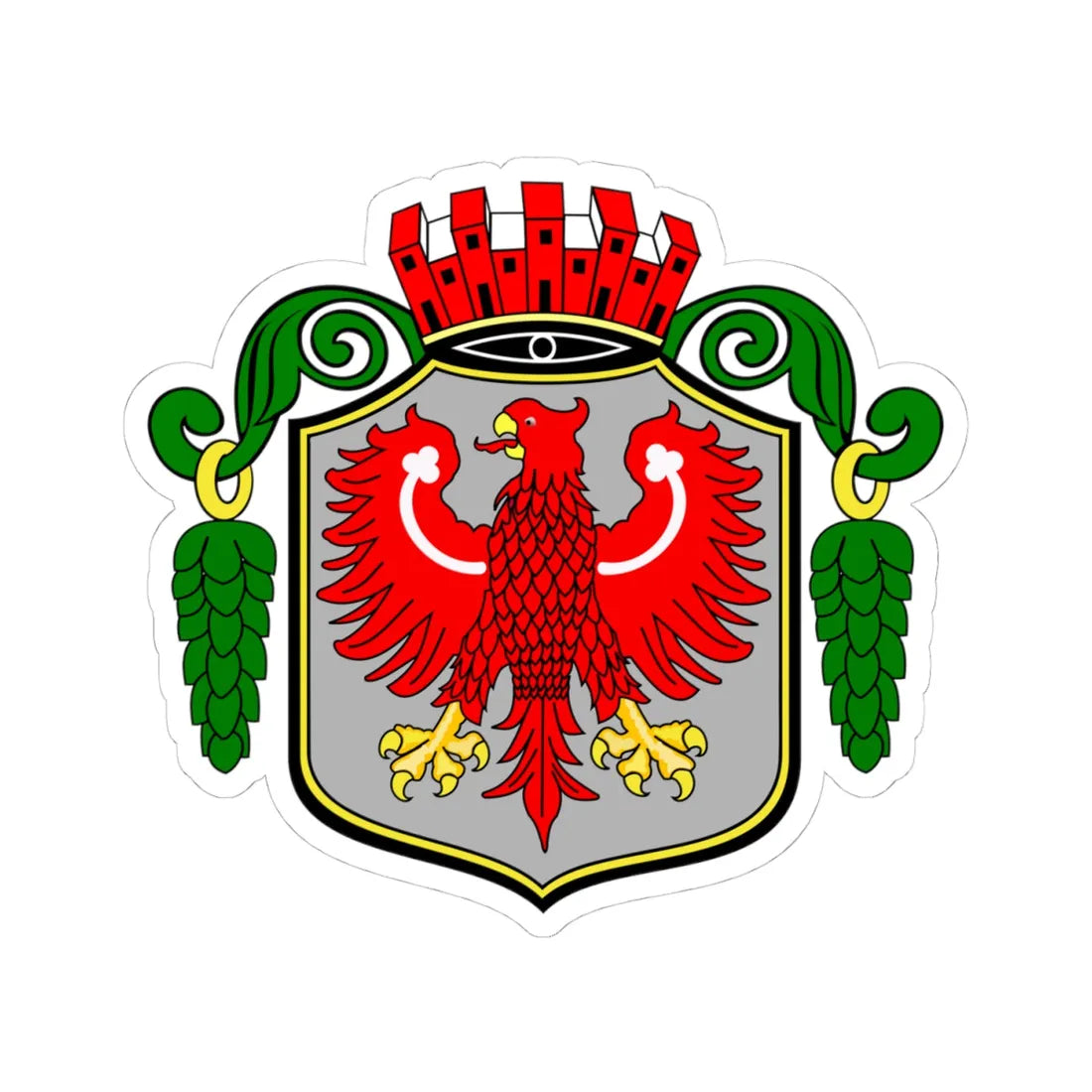 POL Barlinek COA old (Poland) (Coat of Arms) STICKER Vinyl Kiss-Cut Decal 4 Inch White - The Sticker Space