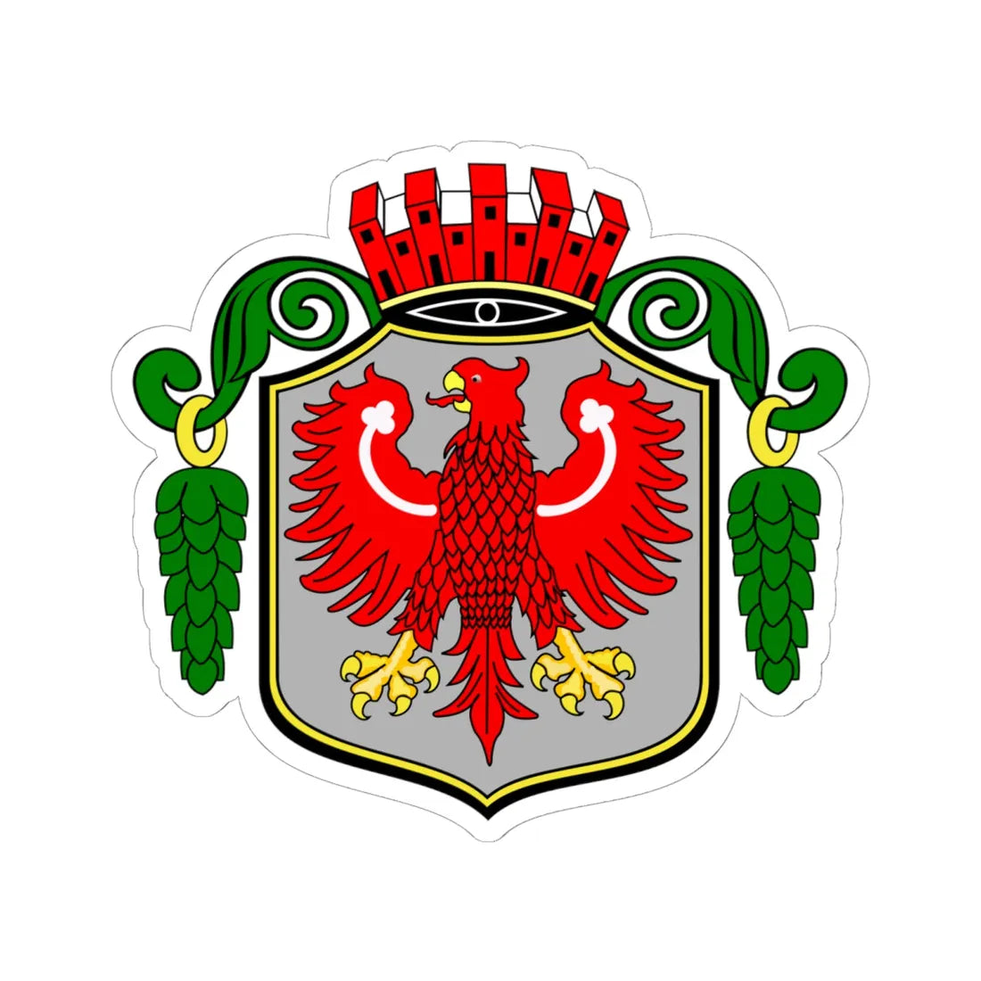 POL Barlinek COA old (Poland) (Coat of Arms) STICKER Vinyl Kiss-Cut Decal 6 Inch White - The Sticker Space