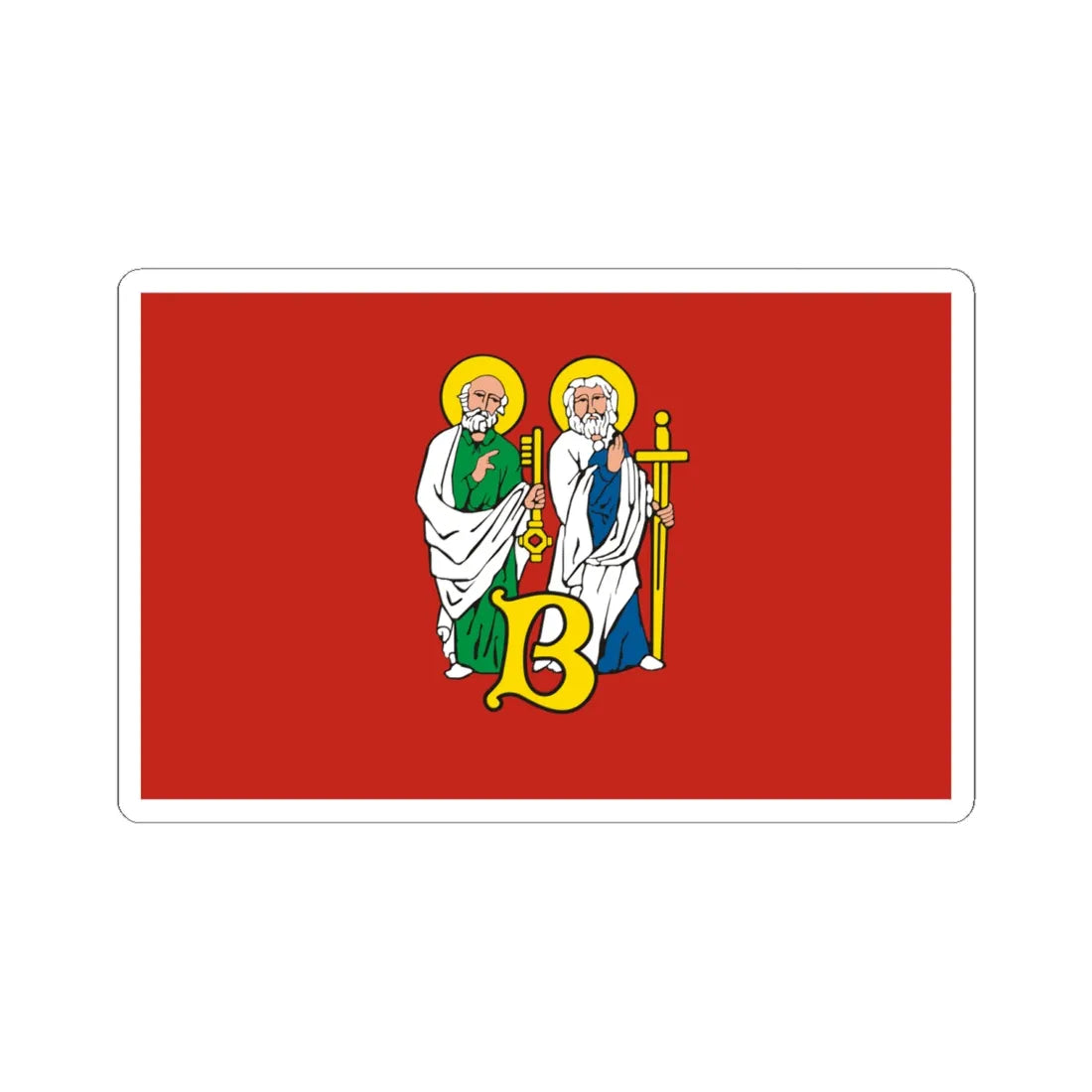 POL Biecz flag (Poland) STICKER Vinyl Kiss-Cut Decal 6 Inch White - The Sticker Space