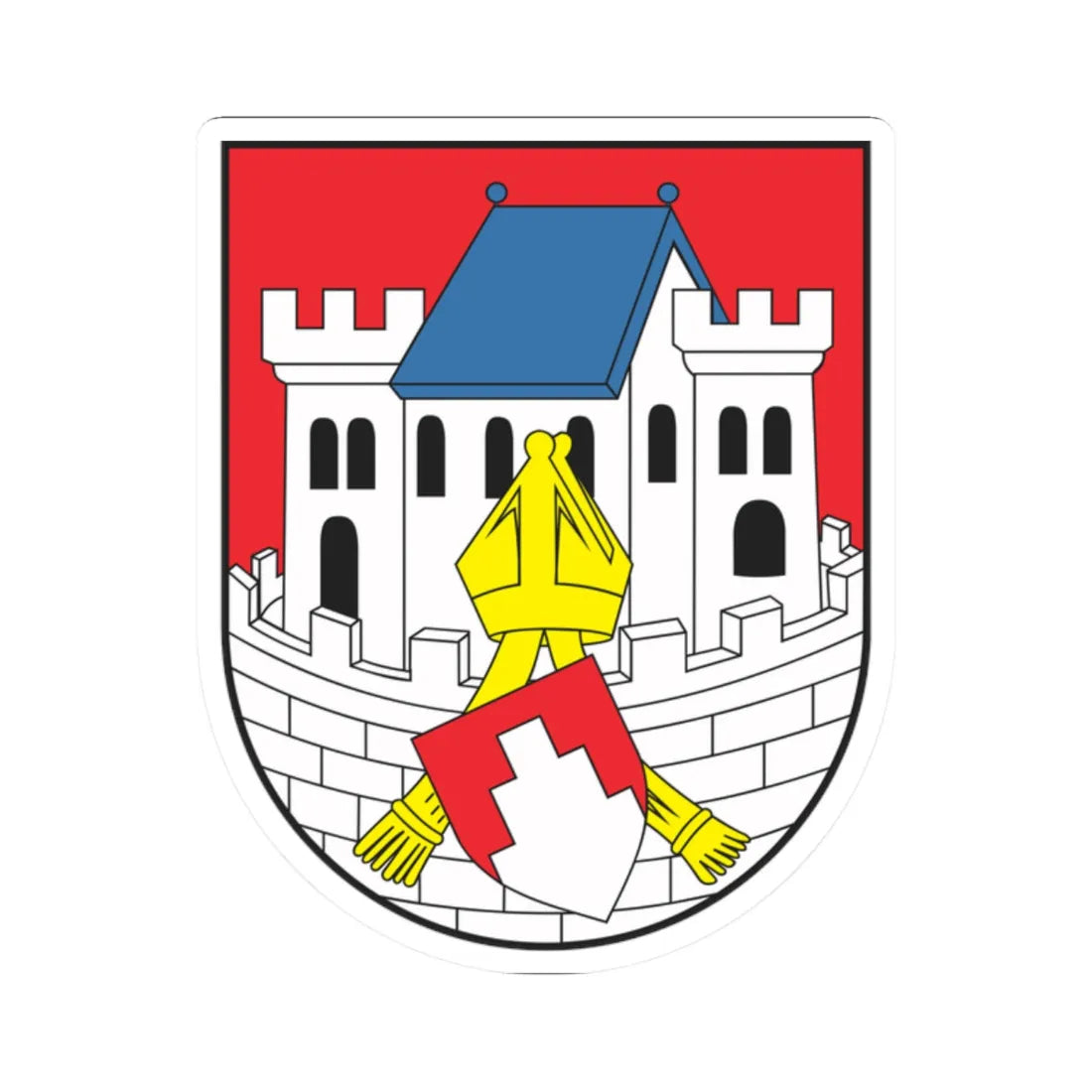 POL Biskupiec COA (Poland) (Coat of Arms) STICKER Vinyl Kiss-Cut Decal 2 Inch White - The Sticker Space