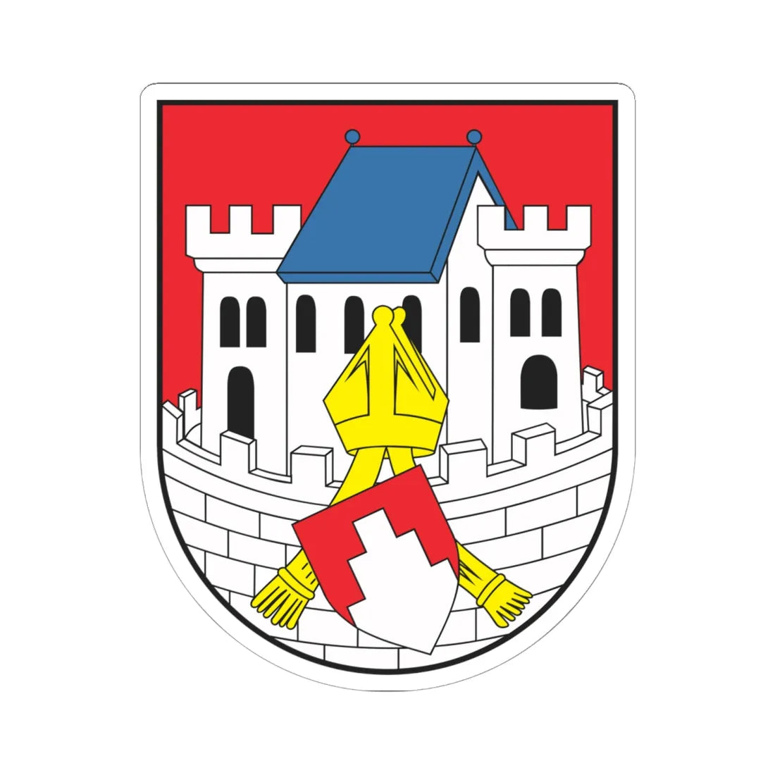 POL Biskupiec COA (Poland) (Coat of Arms) STICKER Vinyl Kiss-Cut Decal 6 Inch White - The Sticker Space