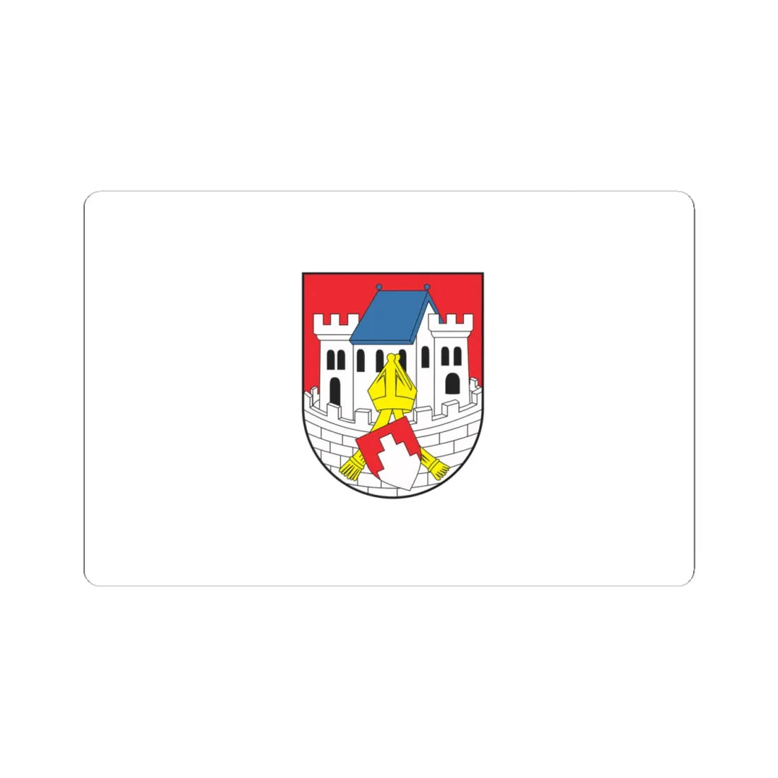 POL Biskupiec flag (Poland) STICKER Vinyl Kiss-Cut Decal 4 Inch White - The Sticker Space