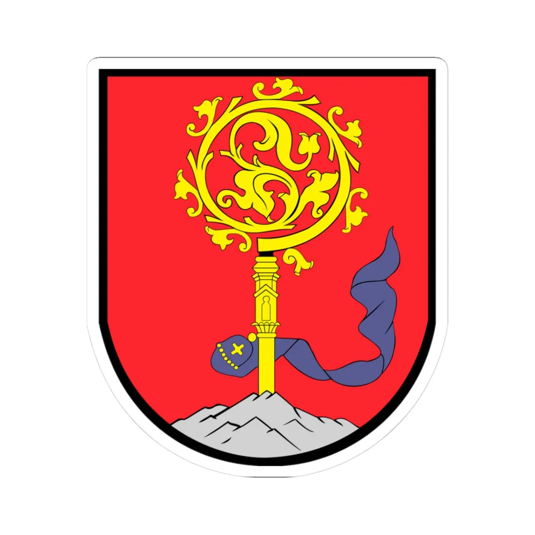 POL Bisztynek COA do 2017 (Poland) (Coat of Arms) STICKER Vinyl Kiss-Cut Decal 3 Inch White - The Sticker Space