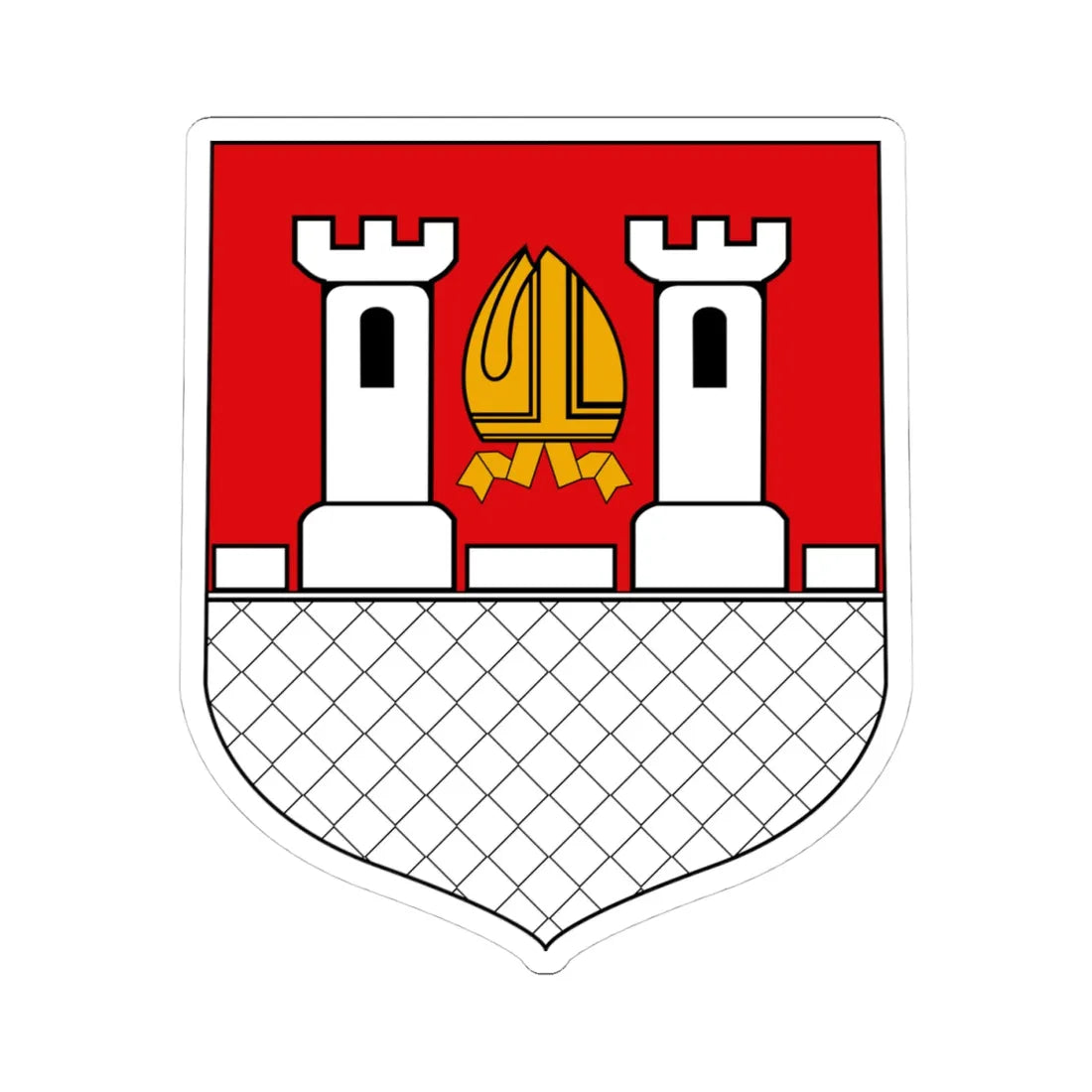 POL Bodzentyn COA (Poland) (Coat of Arms) STICKER Vinyl Kiss-Cut Decal 4 Inch White - The Sticker Space