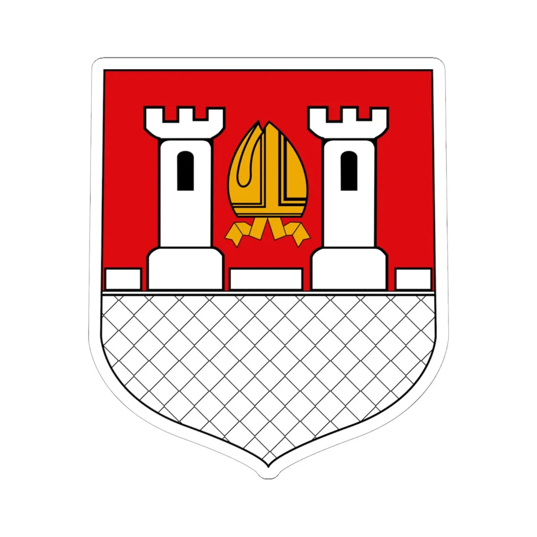 POL Bodzentyn COA (Poland) (Coat of Arms) STICKER Vinyl Kiss-Cut Decal 6 Inch White - The Sticker Space