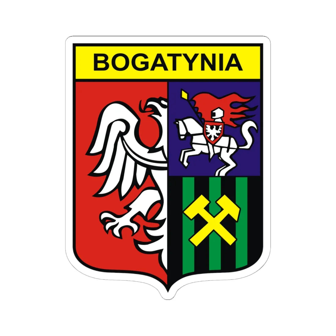 POL Bogatynia COA (Poland) (Coat of Arms) STICKER Vinyl Kiss-Cut Decal 6 Inch White - The Sticker Space