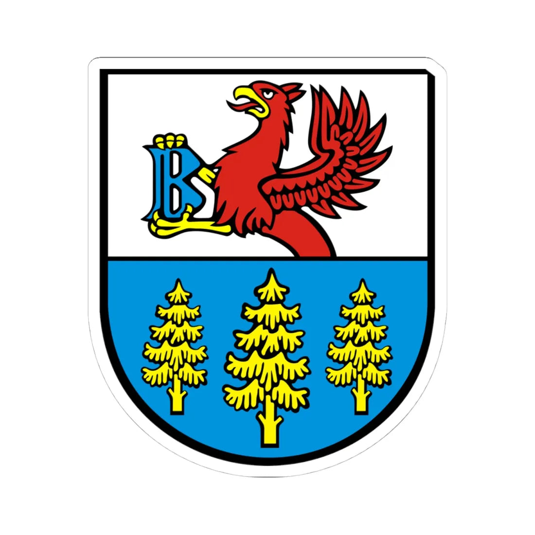 POL Brusy COA (Poland) (Coat of Arms) STICKER Vinyl Kiss-Cut Decal 4 Inch White - The Sticker Space