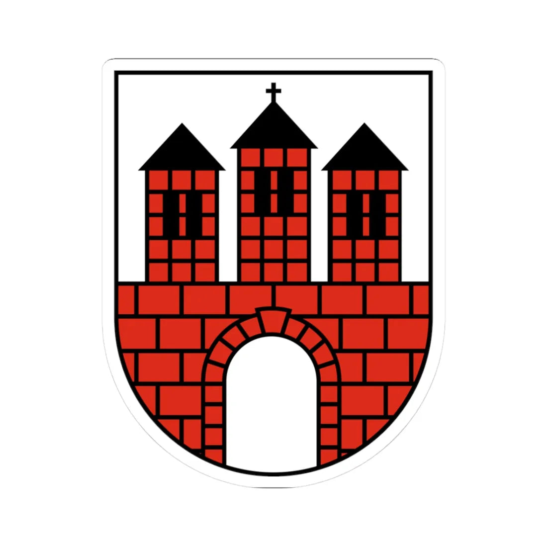 POL Brzeziny COA (Poland) (Coat of Arms) STICKER Vinyl Kiss-Cut Decal 3 Inch White - The Sticker Space