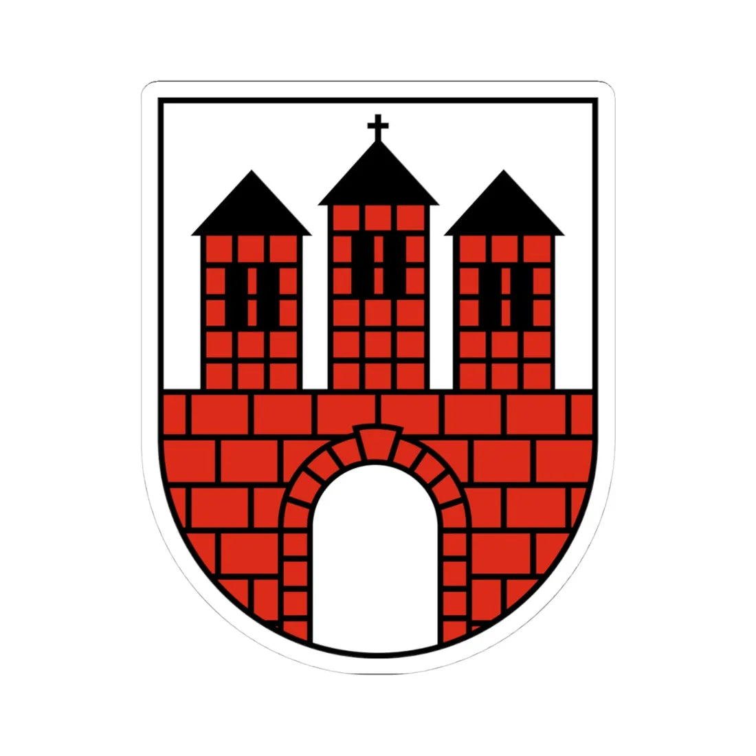 POL Brzeziny COA (Poland) (Coat of Arms) STICKER Vinyl Kiss-Cut Decal 4 Inch White - The Sticker Space