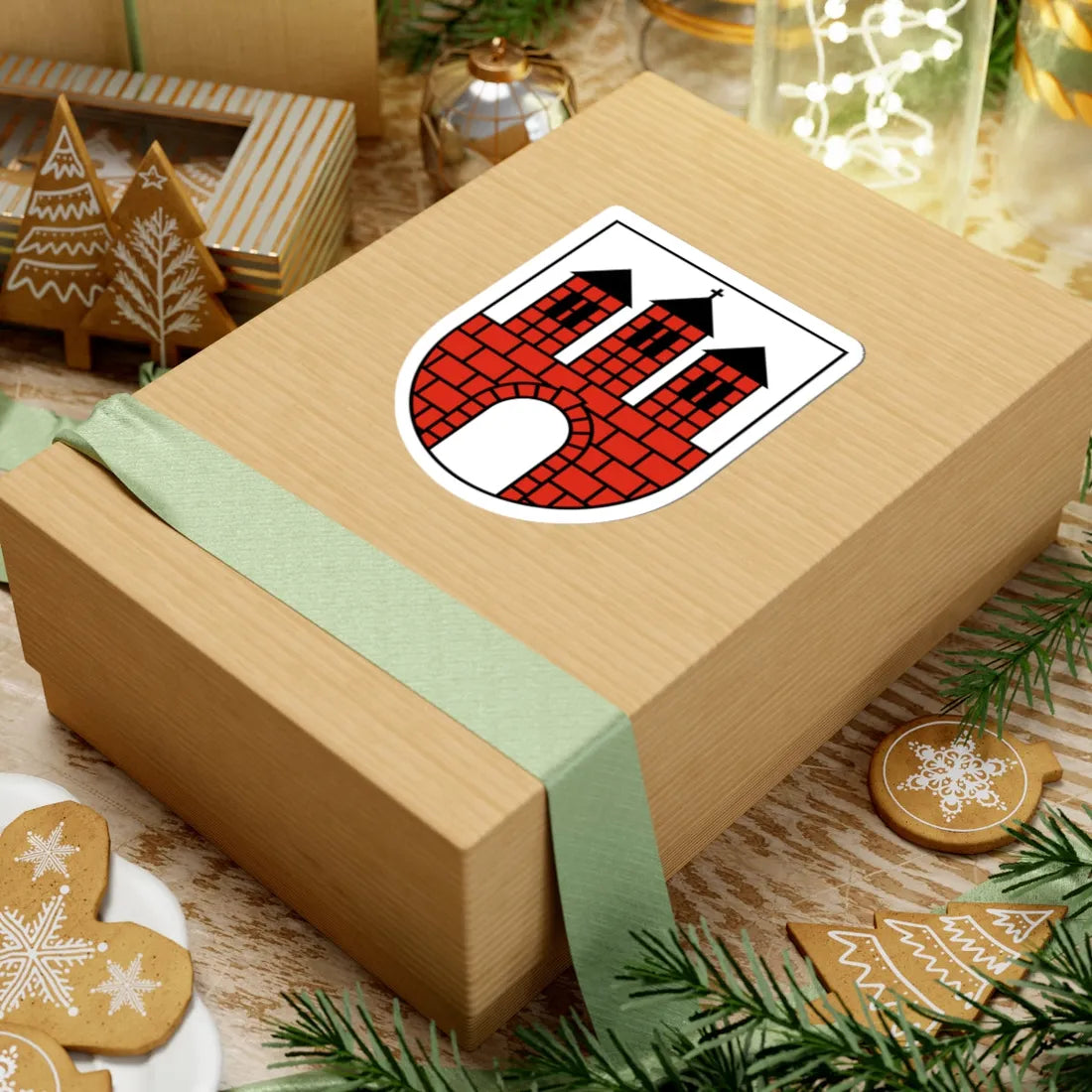 POL Brzeziny COA (Poland) (Coat of Arms) STICKER Vinyl Kiss-Cut Decal - The Sticker Space