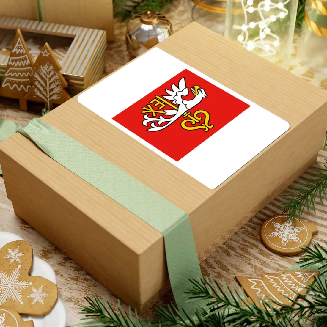 POL Budzyn flag (Poland) STICKER Vinyl Kiss-Cut Decal - The Sticker Space