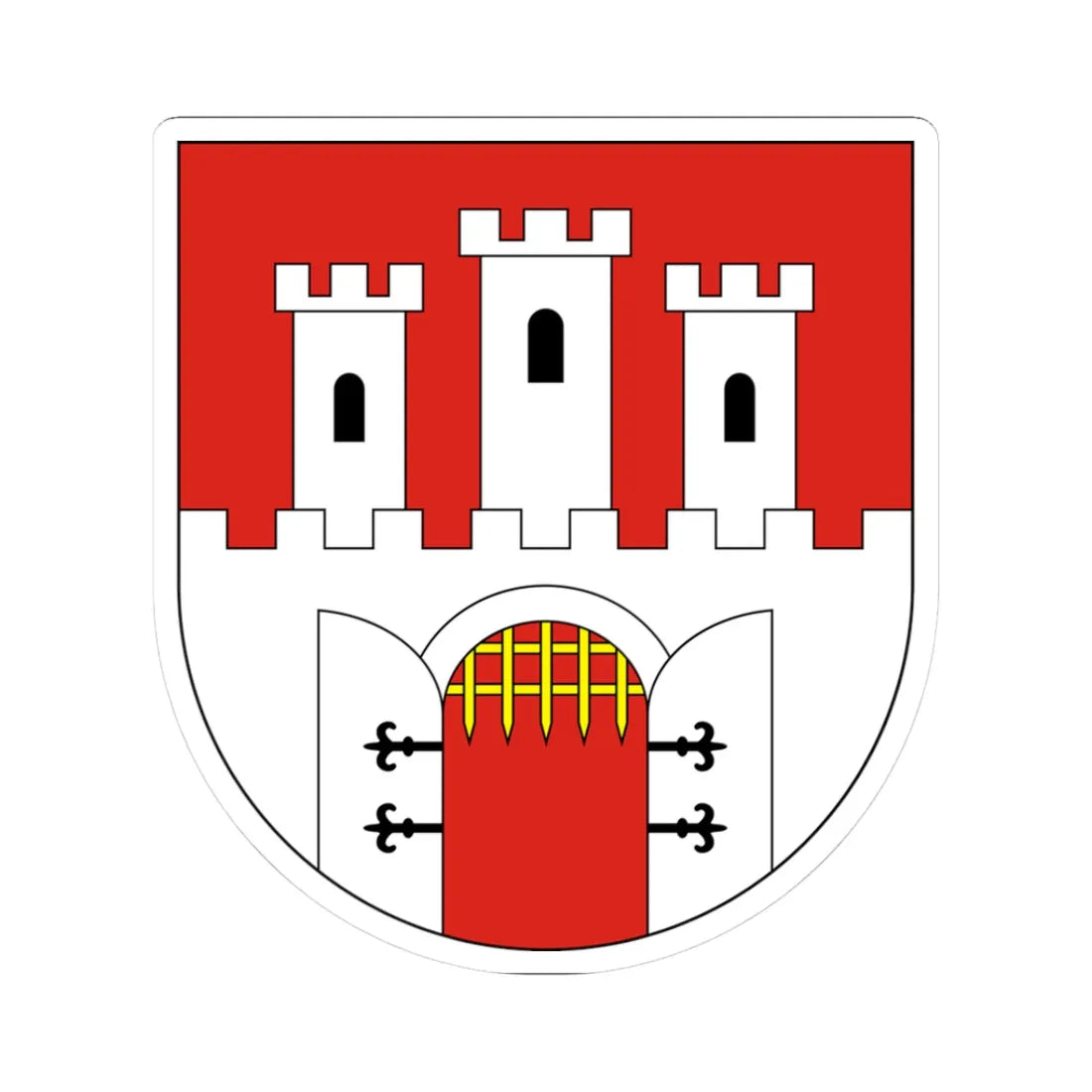 POL Chęciny COA (Poland) (Coat of Arms) STICKER Vinyl Kiss-Cut Decal 3 Inch White - The Sticker Space