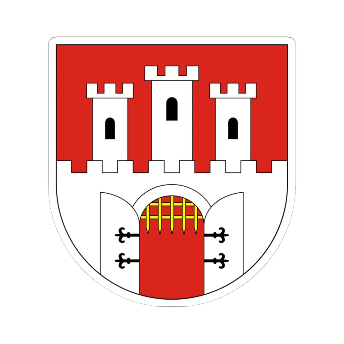 POL Chęciny COA (Poland) (Coat of Arms) STICKER Vinyl Kiss-Cut Decal 4 Inch White - The Sticker Space