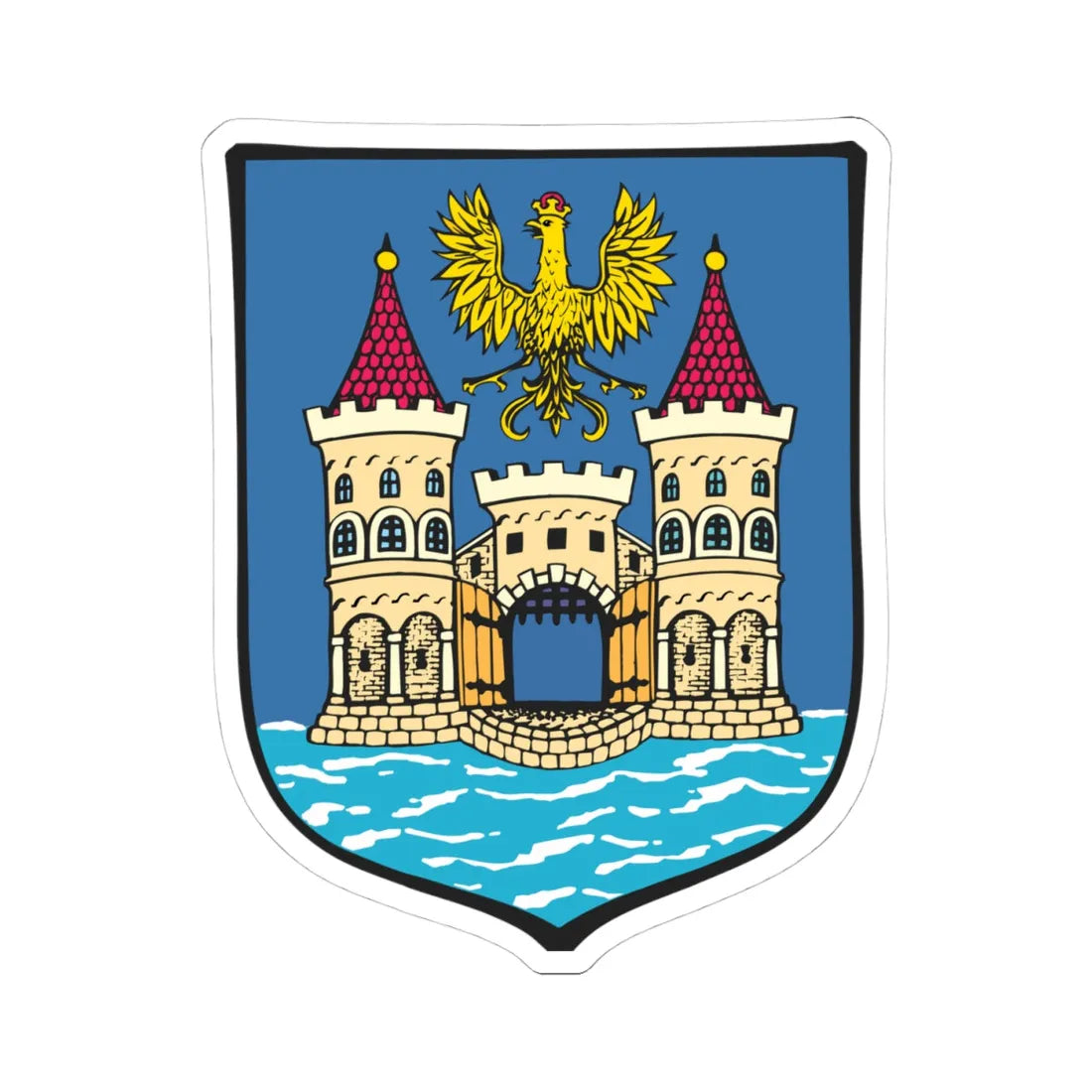 POL Cieszyn COA (Poland) (Coat of Arms) STICKER Vinyl Kiss-Cut Decal 4 Inch White - The Sticker Space