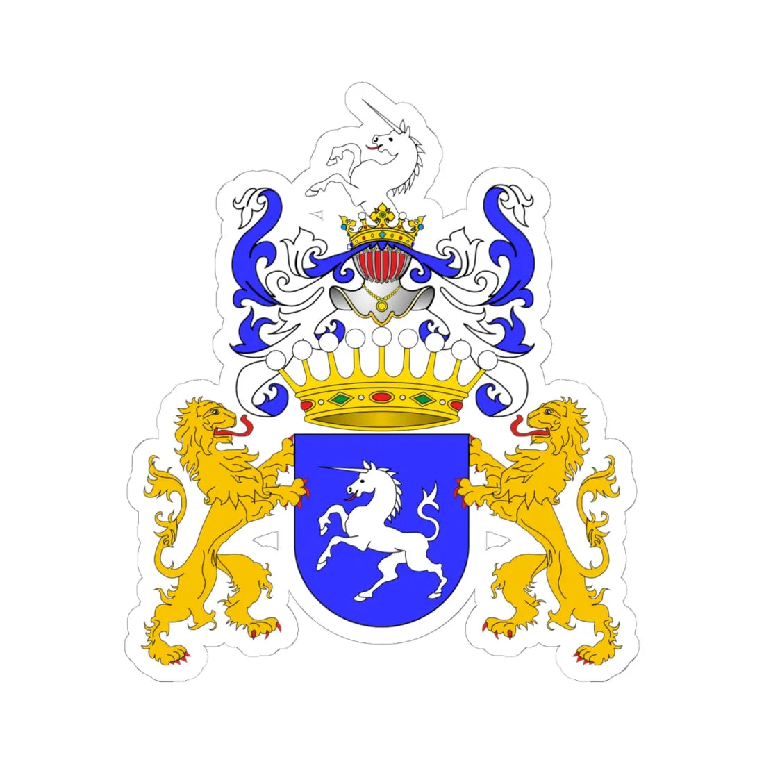 POL COA Badeni (Poland) (Coat of Arms) STICKER Vinyl Kiss-Cut Decal 6 Inch White - The Sticker Space