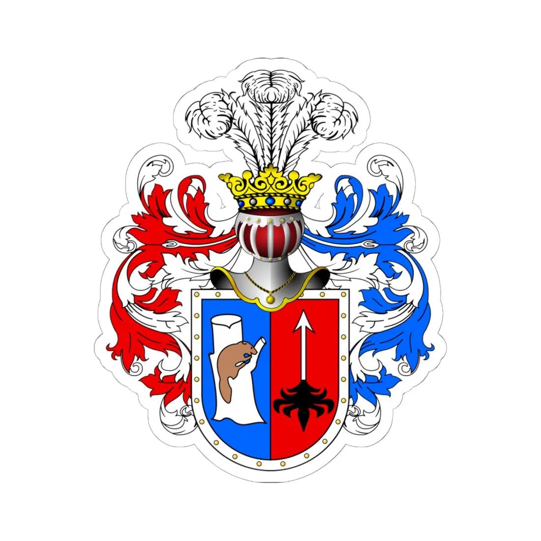 POL COA Bóbr (Poland) (Coat of Arms) STICKER Vinyl Kiss-Cut Decal 6 Inch White - The Sticker Space