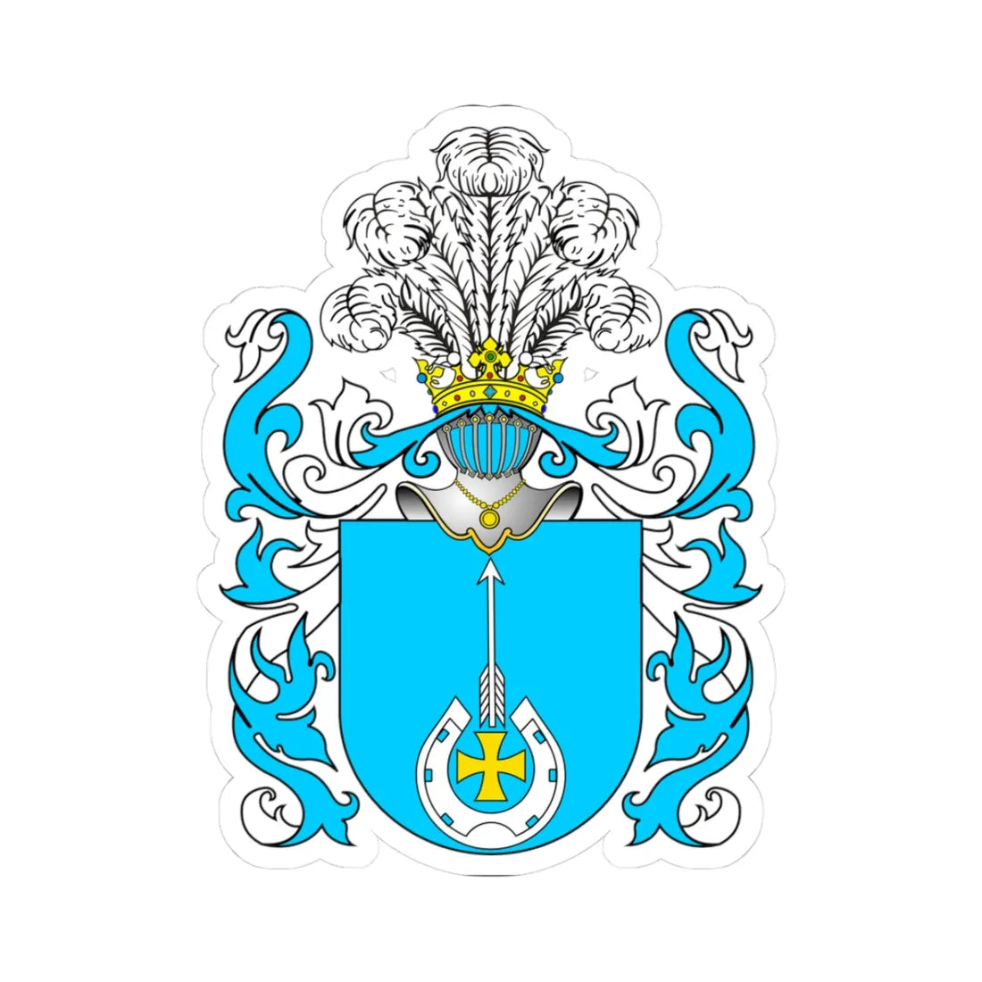 POL COA Białynia (Poland) (Coat of Arms) STICKER Vinyl Kiss-Cut Decal 3 Inch White - The Sticker Space