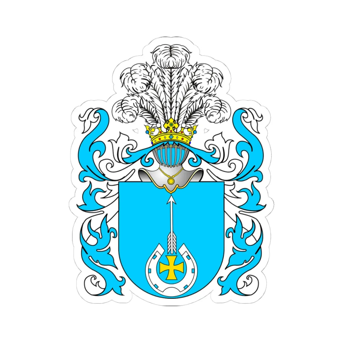 POL COA Białynia (Poland) (Coat of Arms) STICKER Vinyl Kiss-Cut Decal 4 Inch White - The Sticker Space