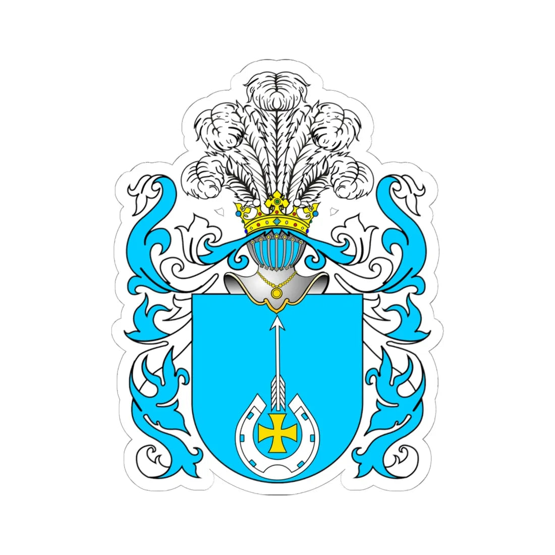 POL COA Białynia (Poland) (Coat of Arms) STICKER Vinyl Kiss-Cut Decal 6 Inch White - The Sticker Space