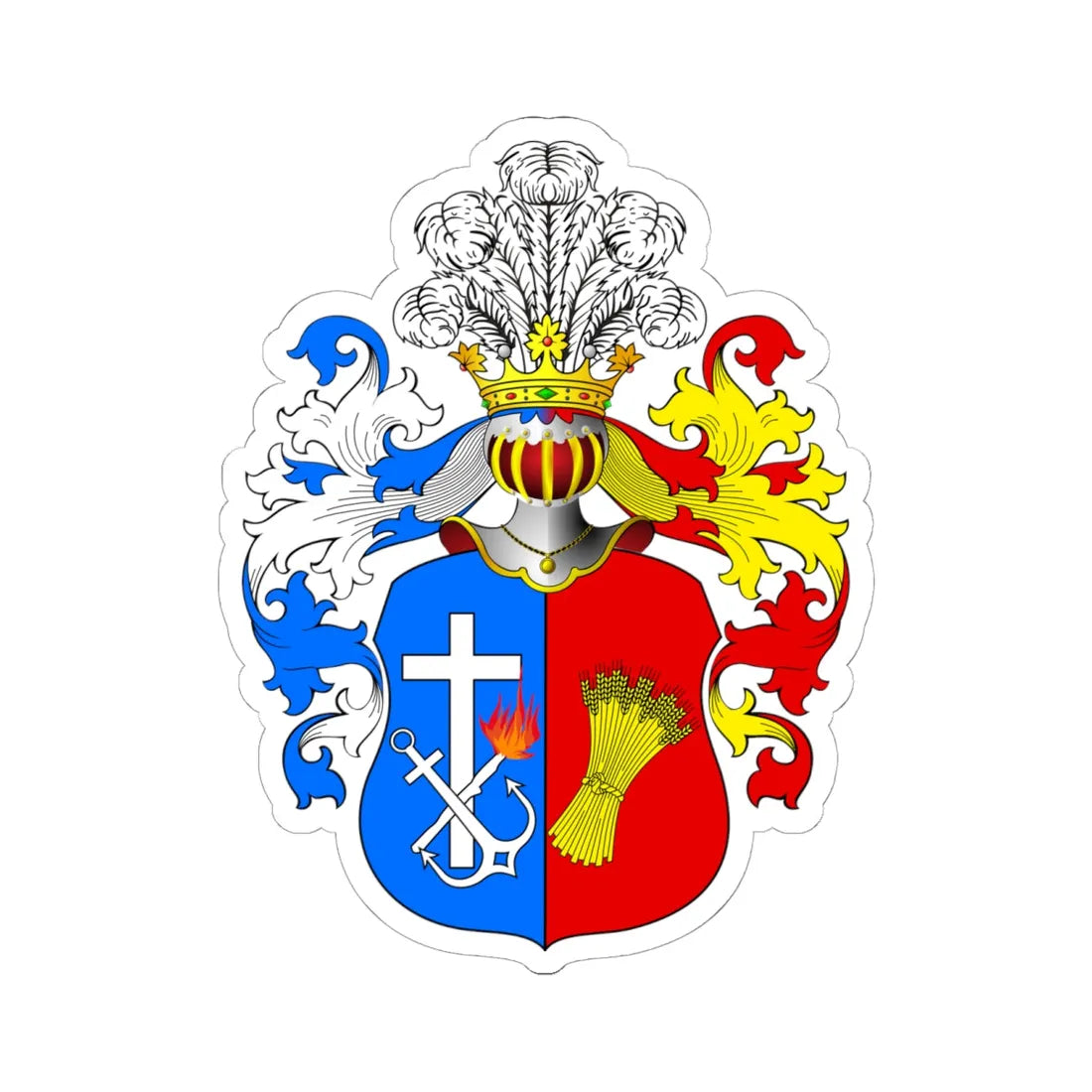 POL COA Biskupiec (Poland) (Coat of Arms) STICKER Vinyl Kiss-Cut Decal 6 Inch White - The Sticker Space