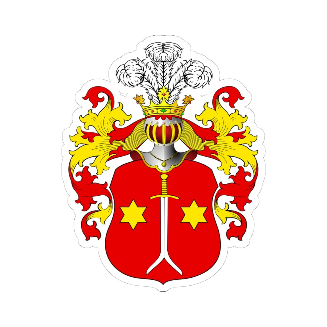 POL COA Bociarski (Poland) (Coat of Arms) STICKER Vinyl Kiss-Cut Decal 4 Inch White - The Sticker Space