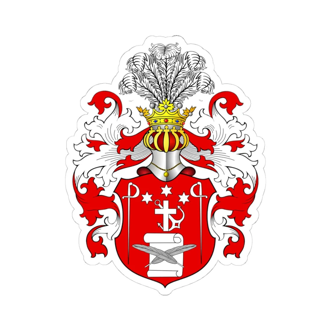 POL COA Boguchwał (Poland) (Coat of Arms) STICKER Vinyl Kiss-Cut Decal 4 Inch White - The Sticker Space