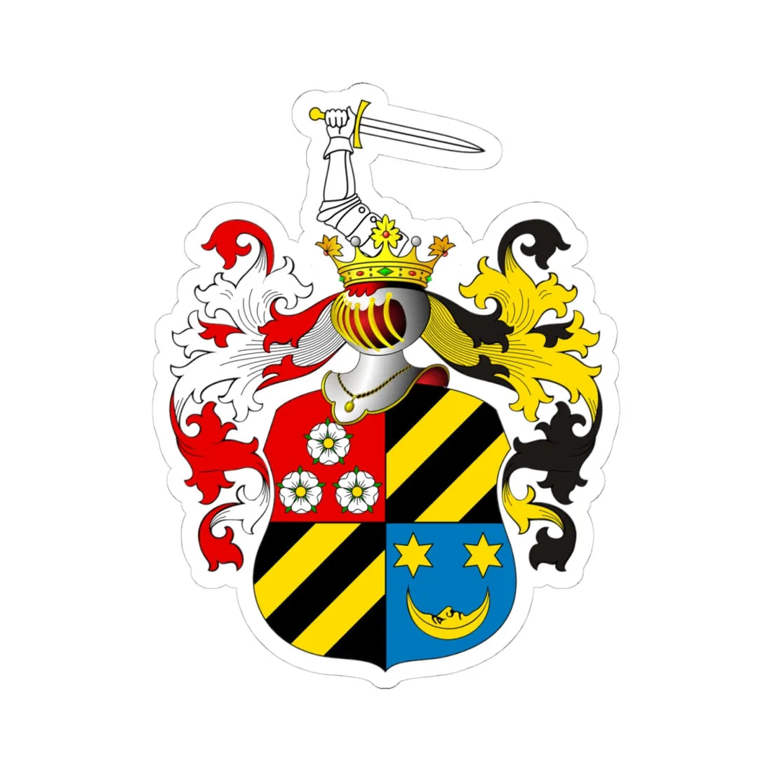 POL COA Braunek (Poland) (Coat of Arms) STICKER Vinyl Kiss-Cut Decal 4 Inch White - The Sticker Space