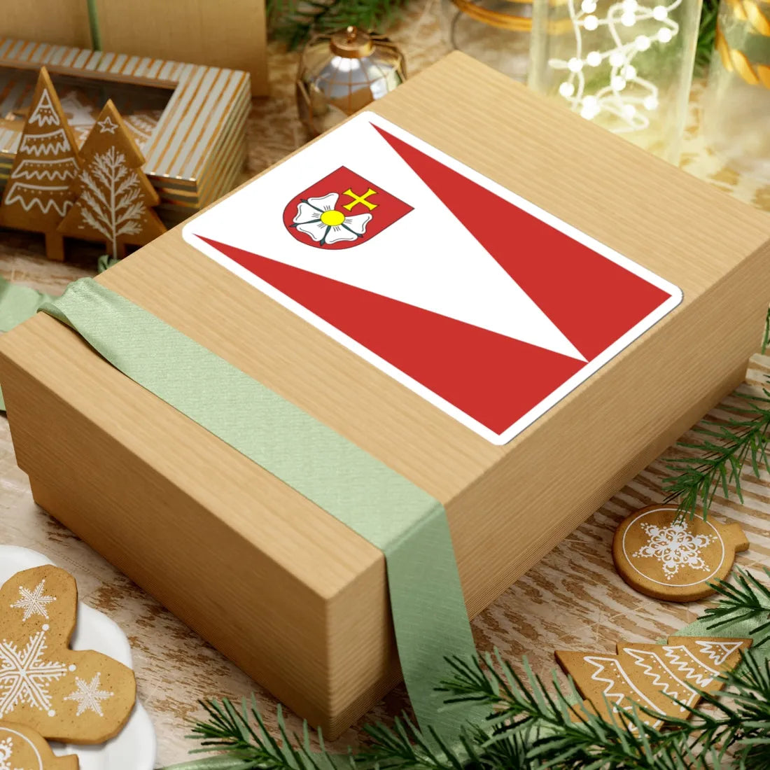 POL gmina Burzenin flag (Poland) STICKER Vinyl Kiss-Cut Decal - The Sticker Space