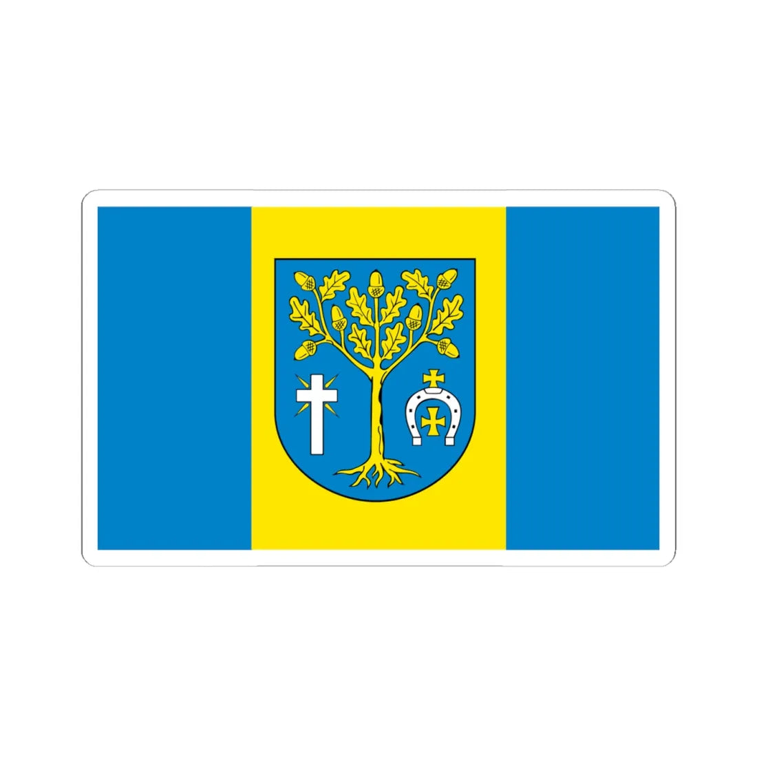 POL gmina Jezowe flag (Poland) STICKER Vinyl Kiss-Cut Decal 4 Inch White - The Sticker Space
