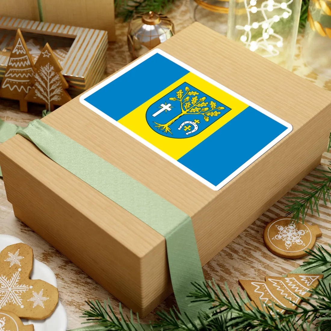 POL gmina Jezowe flag (Poland) STICKER Vinyl Kiss-Cut Decal - The Sticker Space