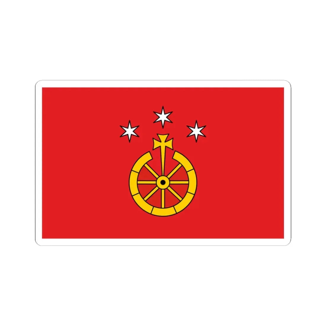 POL gmina Tyrawa Wołoska flag (Poland) STICKER Vinyl Kiss-Cut Decal 3 Inch White - The Sticker Space