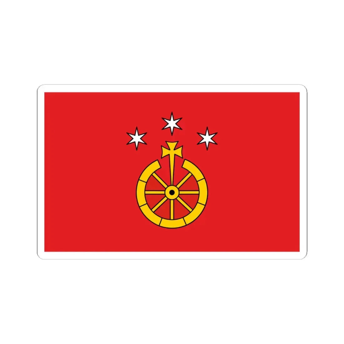 POL gmina Tyrawa Wołoska flag (Poland) STICKER Vinyl Kiss-Cut Decal 4 Inch White - The Sticker Space