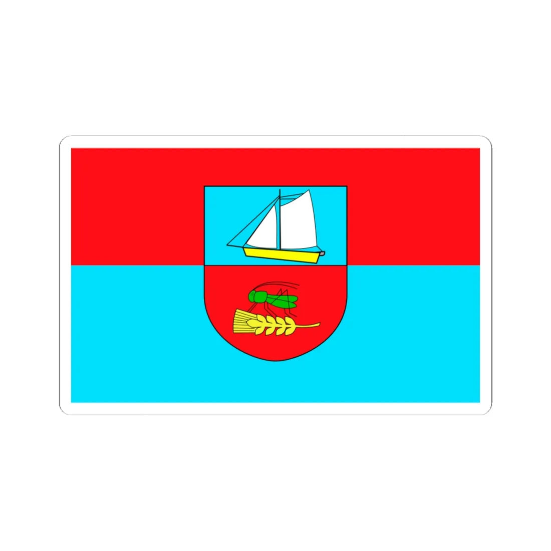 POL gmina Ustka flag (Poland) STICKER Vinyl Kiss-Cut Decal 4 Inch White - The Sticker Space