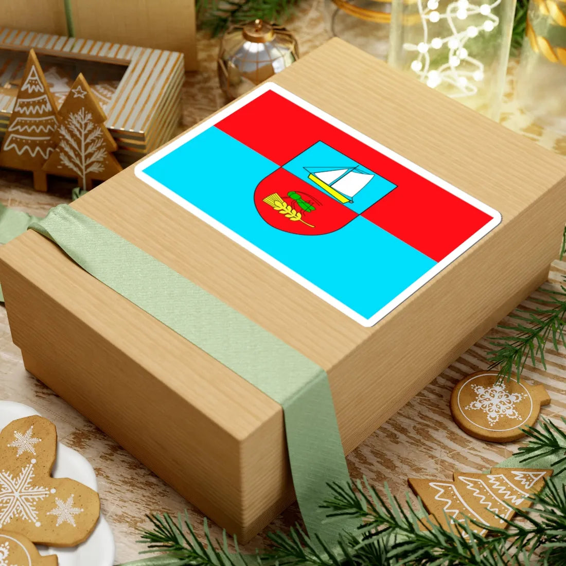 POL gmina Ustka flag (Poland) STICKER Vinyl Kiss-Cut Decal - The Sticker Space