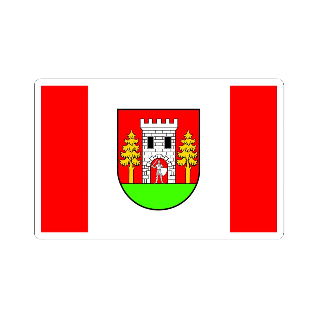 POL gmina Wielbark flag (Poland) STICKER Vinyl Kiss-Cut Decal 4 Inch White - The Sticker Space