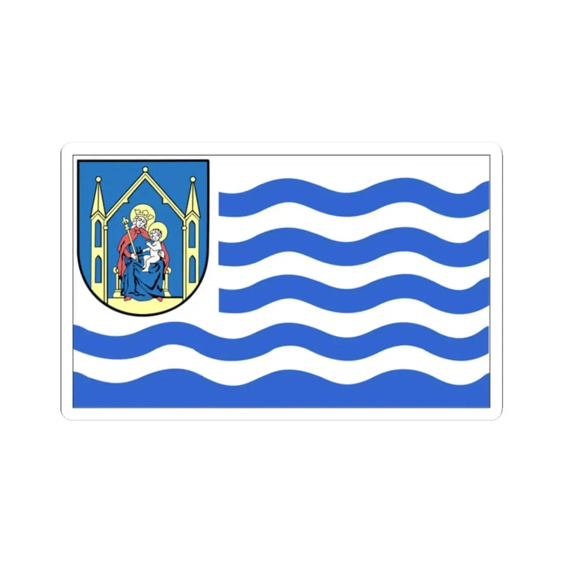 POL Iława flag (Poland) STICKER Vinyl Kiss-Cut Decal 2 Inch White - The Sticker Space