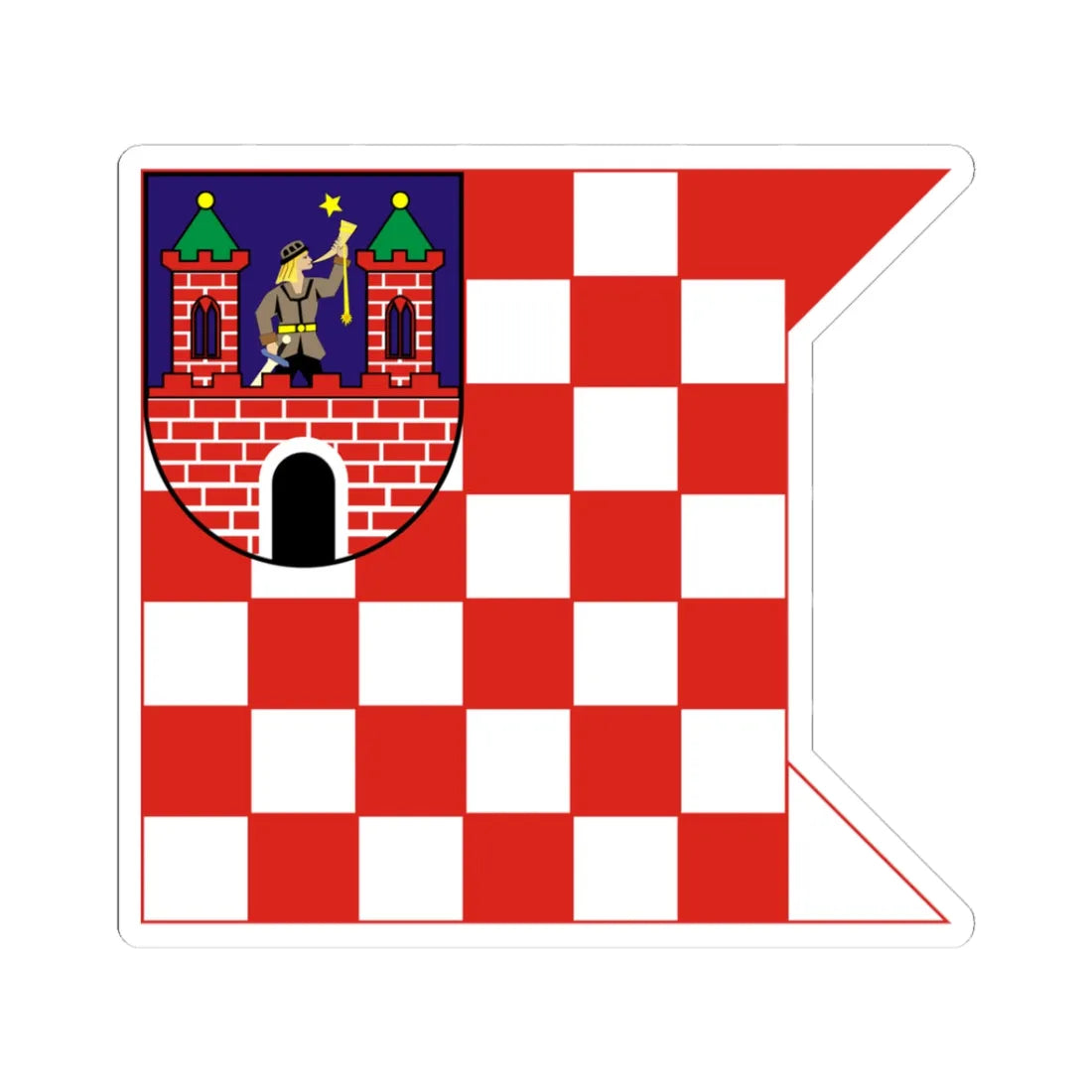 POL Kalisz flag 2004-2018 (Poland) STICKER Vinyl Kiss-Cut Decal 3 Inch White - The Sticker Space