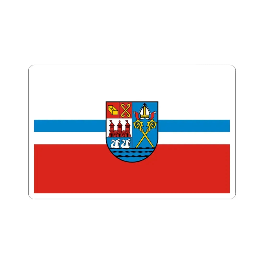 POL Kołobrzeg flag (Poland) STICKER Vinyl Kiss-Cut Decal 3 Inch White - The Sticker Space