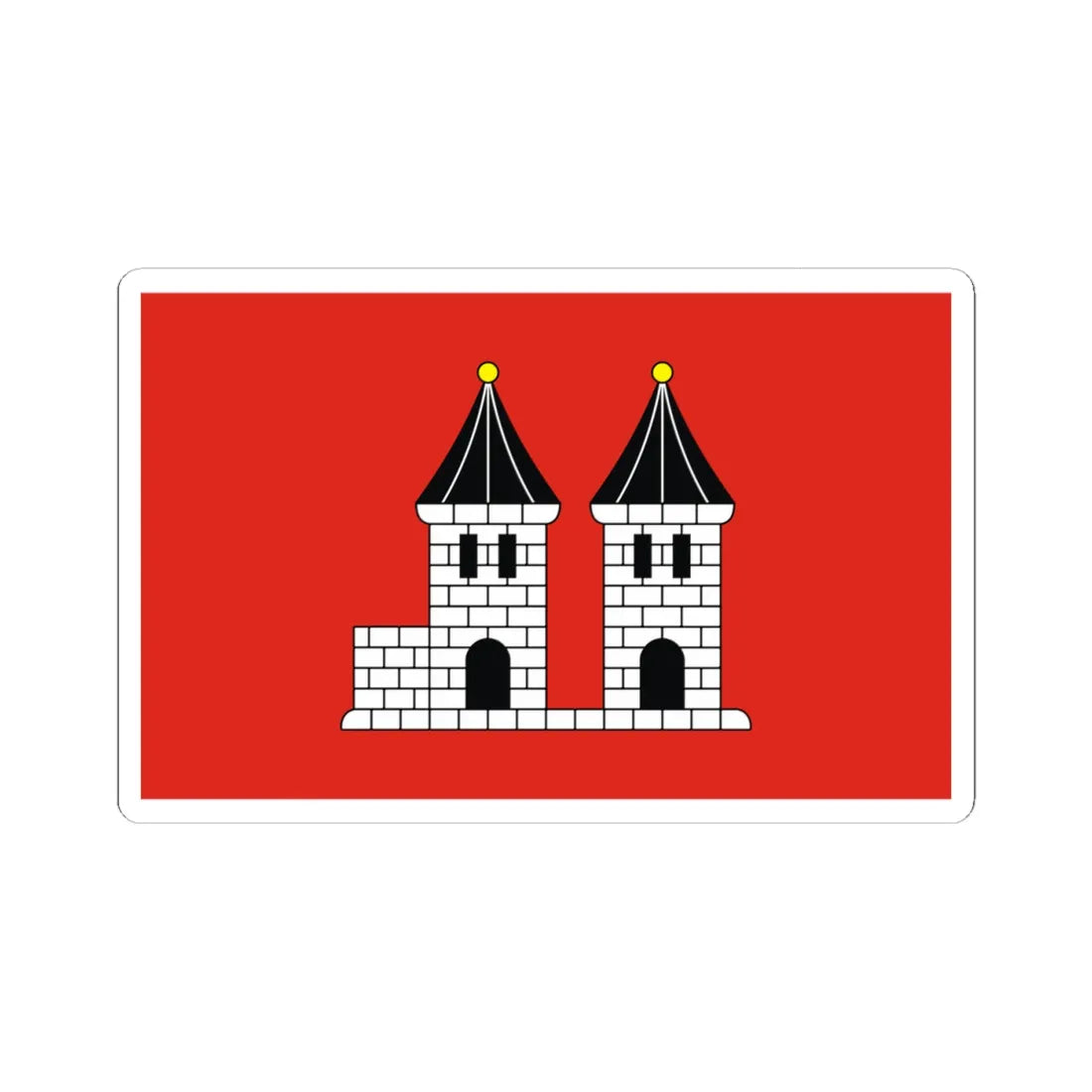 POL Ksiaz Wielkopolski flag (Poland) STICKER Vinyl Kiss-Cut Decal 4 Inch White - The Sticker Space