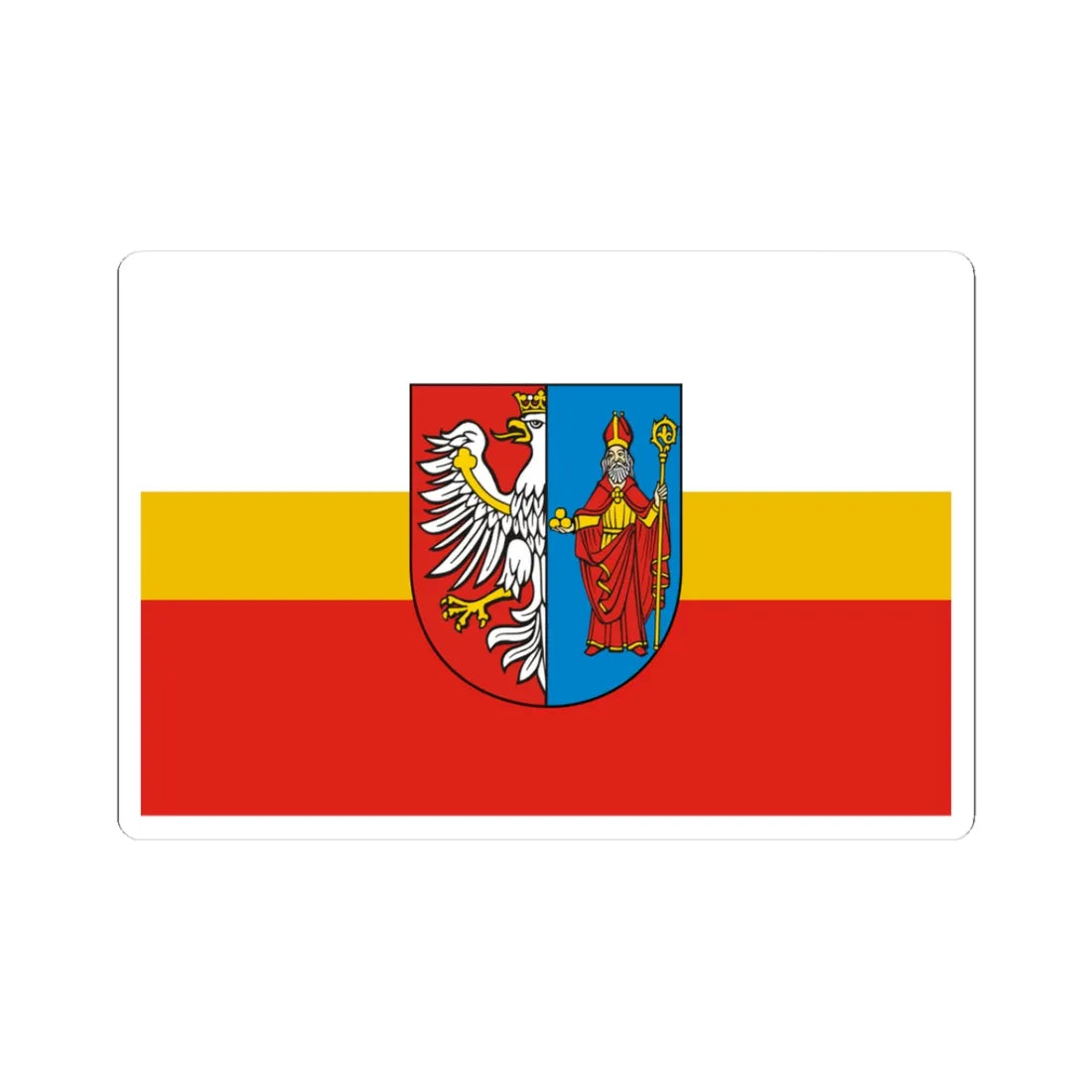 POL powiat chrzanowski flag (Poland) STICKER Vinyl Kiss-Cut Decal 3 Inch White - The Sticker Space