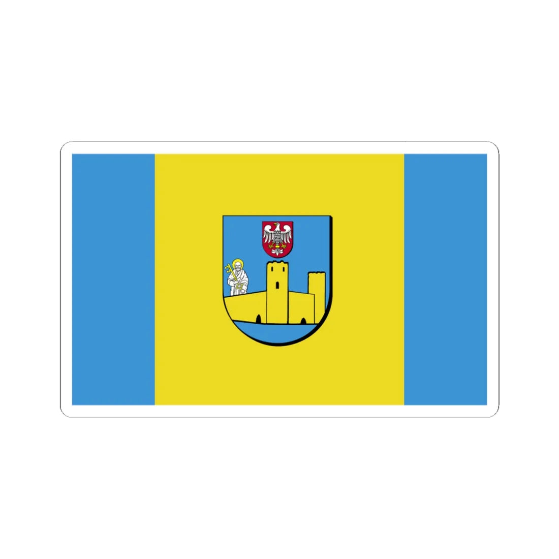 POL powiat ciechanowski flag (Poland) STICKER Vinyl Kiss-Cut Decal 4 Inch White - The Sticker Space