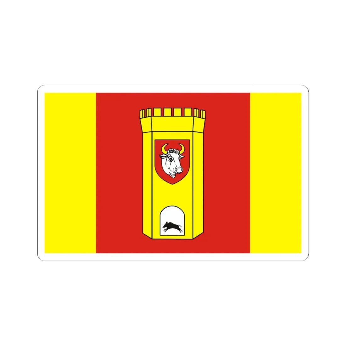 POL powiat człuchowski flag (Poland) STICKER Vinyl Kiss-Cut Decal 4 Inch White - The Sticker Space